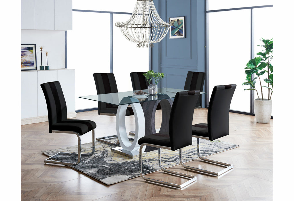 D1628DT + D915DC 5-Pc Dining Set with Grey Chairs