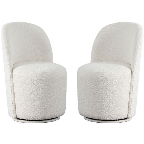 Kendall 2-Pack Dining/Accent Swivel Chair in Ivory Boucle Fabric image