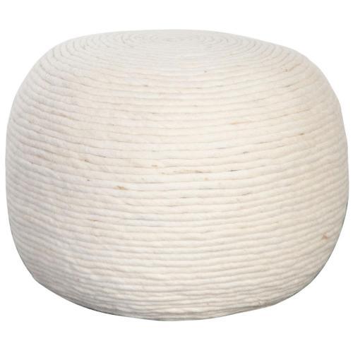 Round Pouf in White Dyed Natural Wool image