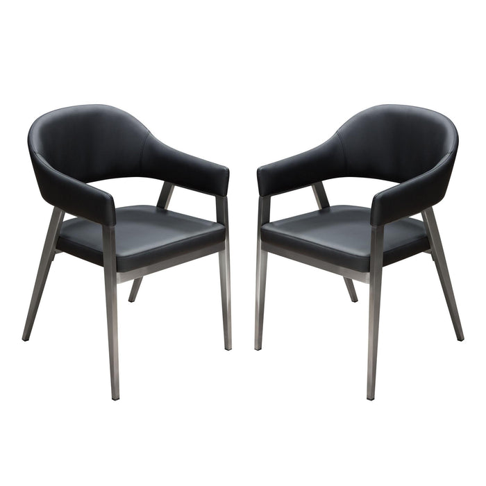 Adele Set of Two Dining/Accent Chairs in Black Leatherette w/ Brushed Stainless Steel Leg by Diamond Sofa image