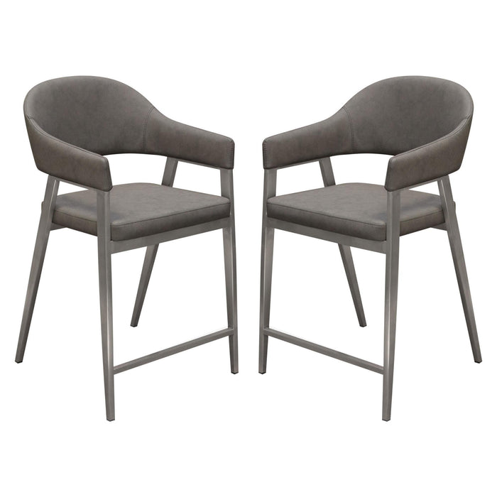 Adele Set of Two Counter Height Chairs in Grey Leatherette w/ Brushed Stainless Steel Leg by Diamond Sofa image