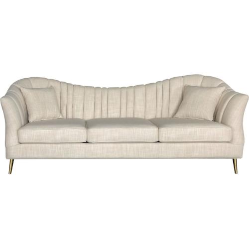 Ava Sofa in Sand Linen Fabric w/ Gold Leg image