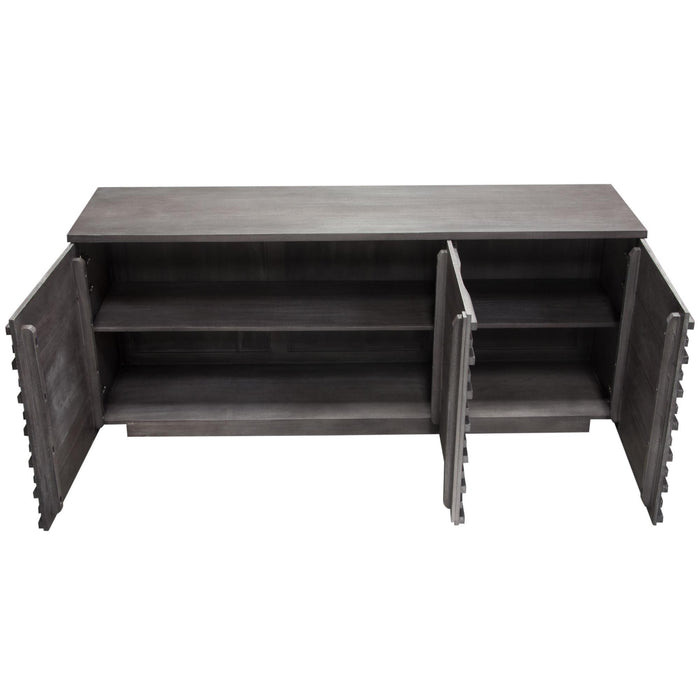 Bastille 69" 3-Door Solid Acacia Wood Sideboard in Smoke Grey Finish by Diamond Sofa