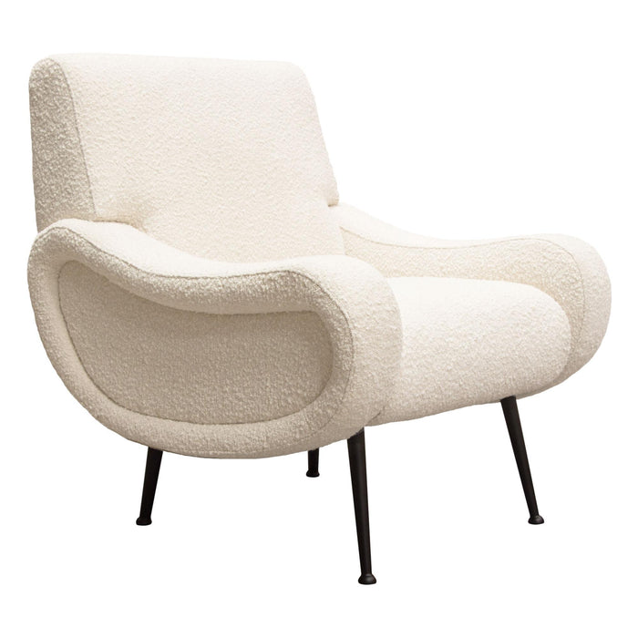 Cameron Accent Chair in Bone Boucle Textured Fabric w/ Black Leg by Diamond Sofa