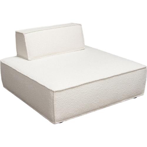 Cara Square Modular Lounger in Ivory Boucle Fabric w/ Moveable, Non-Skid Backrest image