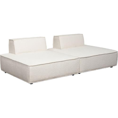 Cara 2-Piece Square Modular Lounger in Ivory Boucle Fabric w/ Moveable, Non-Skid Backrest image