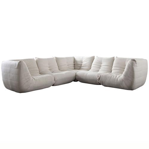 Ezra 5PC Corner Sectional in Cream Fabric image