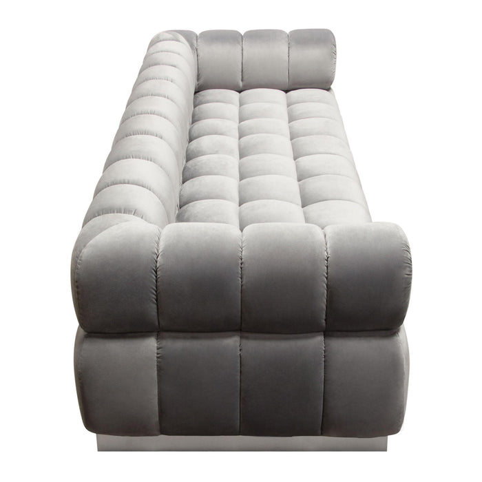 Image Low Profile Sofa in Platinum Grey Velvet w/ Brushed Silver Base by Diamond Sofa