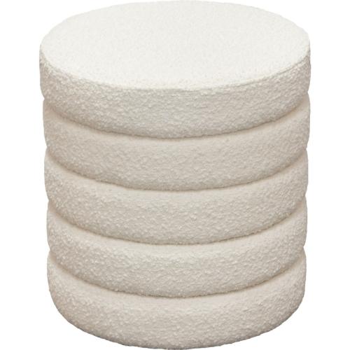 Helix Round Accent Ottoman in Ivory Boucle fabric image