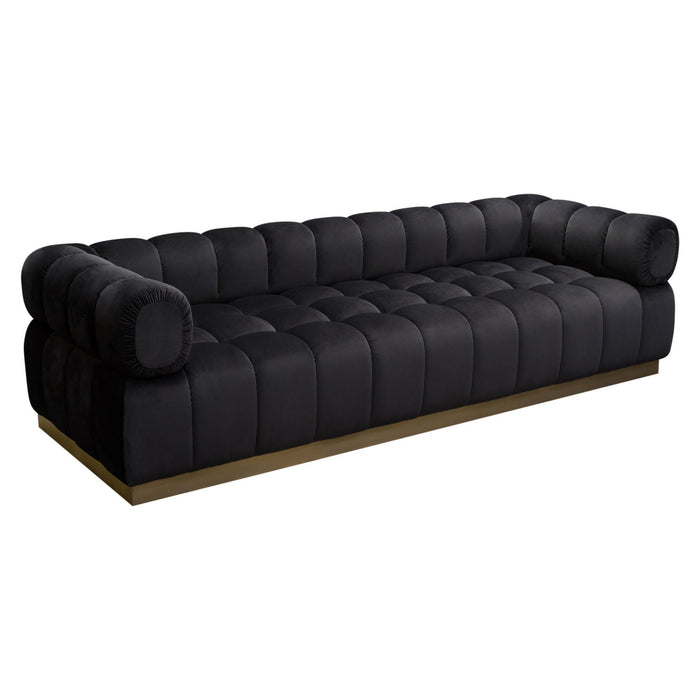 Image Low Profile Sofa in Black Velvet w/ Brushed Gold Base by Diamond Sofa