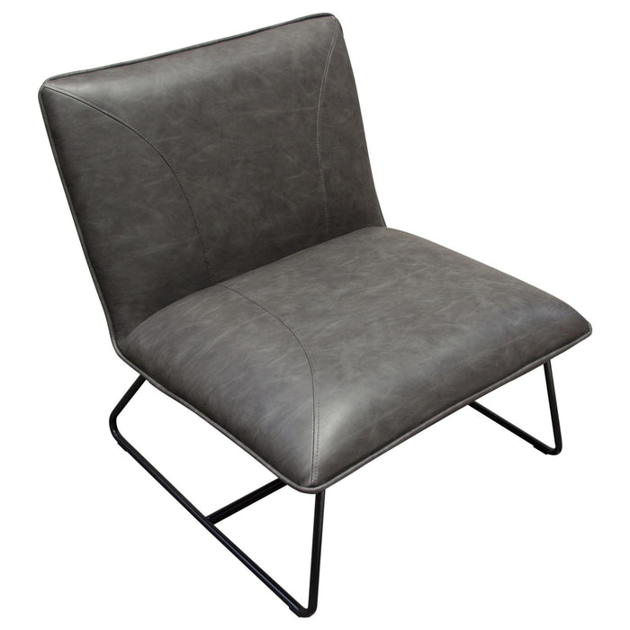 Jordan Armless Accent Chair in Weathered Grey Leatherette with Black Metal Base by Diamond Sofa