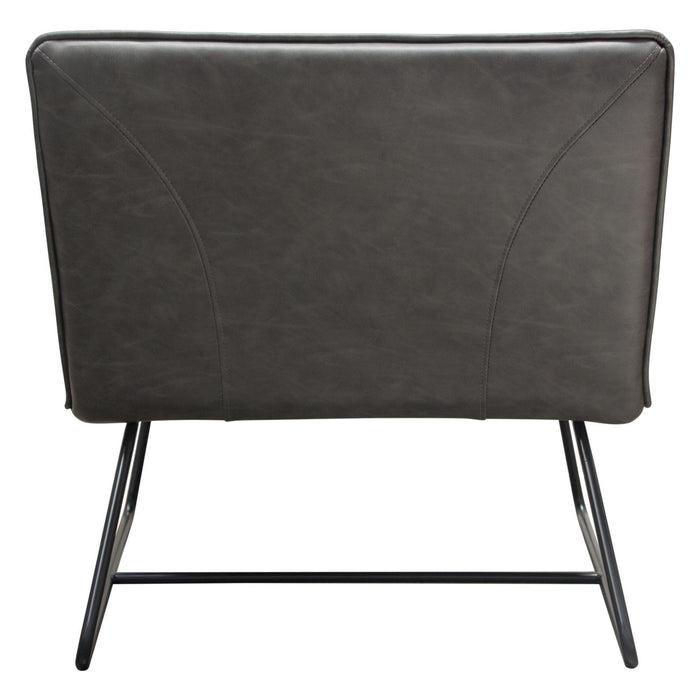 Jordan Armless Accent Chair in Weathered Grey Leatherette with Black Metal Base by Diamond Sofa