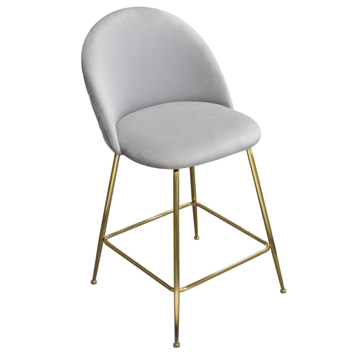 Lilly Set of (2) Counter Height Chairs in Grey Velvet w/ Brushed Gold Metal Legs by Diamond Sofa