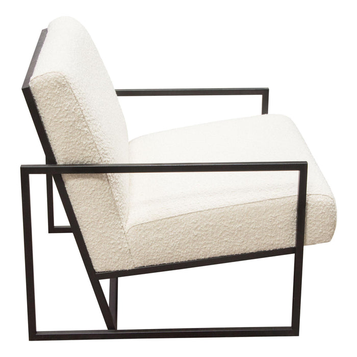 Luxe Accent Chair in Bone Boucle Textured Fabric with Black Powder Coat Frame by Diamond Sofa