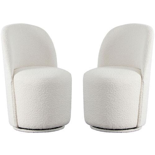 Kendall 2-Pack Dining/Accent Swivel Chair in Ivory Boucle Fabric image