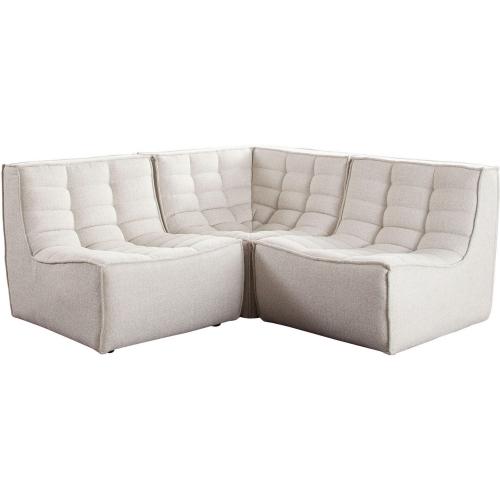 Marshall 3PC Corner Modular Sectional w/ Scooped Seat in Sand Fabric image