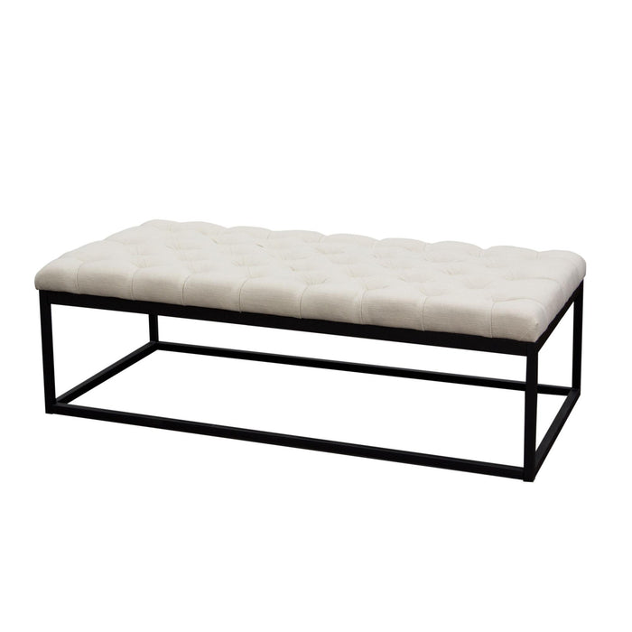 Mateo Black Powder Coat Metal Large Linen Tufted Bench by Diamond Sofa - Desert Sand Linen