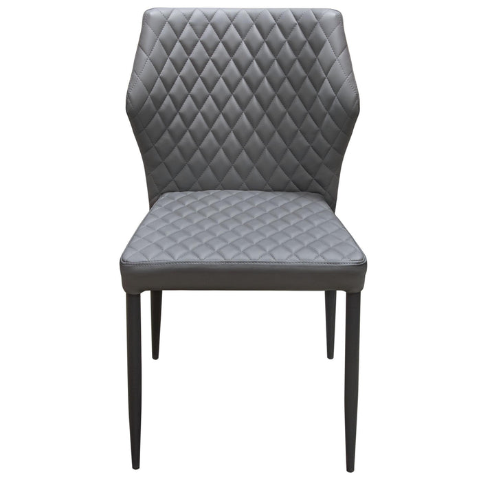 Milo 4-Pack Dining Chairs in Grey Diamond Tufted Leatherette with Black Powder Coat Legs by Diamond Sofa