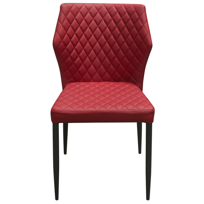 Milo 4-Pack Dining Chairs in Red Diamond Tufted Leatherette with Black Powder Coat Legs by Diamond Sofa