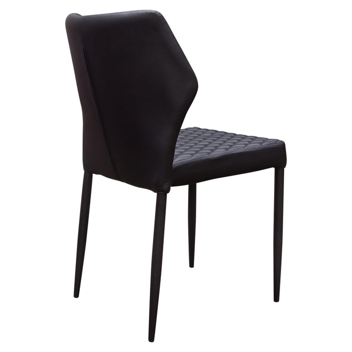 Milo 4-Pack Dining Chairs in Black Diamond Tufted Leatherette with Black Powder Coat Legs by Diamond Sofa