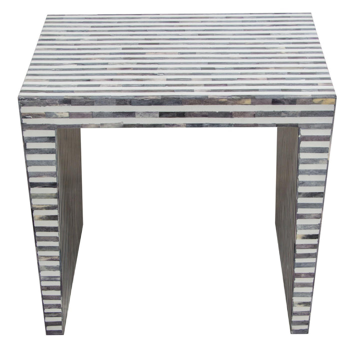 Mosaic End Table w/ Bone Inlay in Linear Pattern by Diamond Sofa