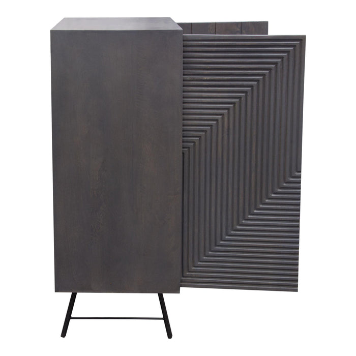 Neo 2-Door Solid Mango Wood High Cabinet in Smoke Grey Finish w/ Gun Metal Finished Base by Diamond Sofa