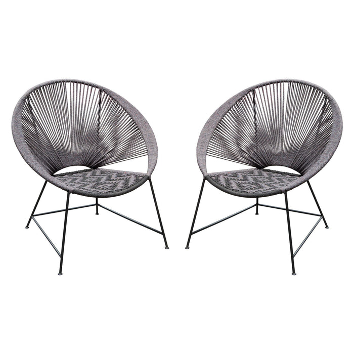 Pablo 2-Pack Accent Chairs in Black/Grey Rope w/ Black Metal Frame by Diamond Sofa image