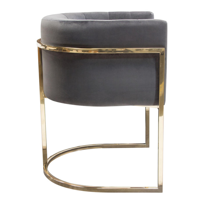 Pandora Dining Chair in Grey Velvet with Polished Gold Frame by Diamond Sofa