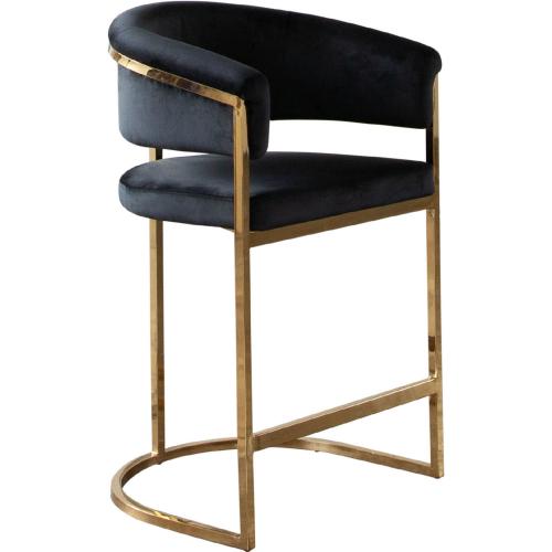 Solstice Counter Height Chair in Black Velvet w/ Polished Gold Metal Frame image