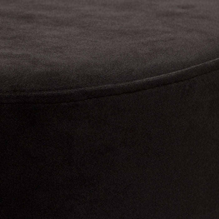 Sorbet Round Accent Ottoman in Black Velvet w/ Gold Metal Band Accent by Diamond Sofa