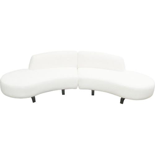 Vesper 2PC Modular Curved Armless Chaise in Faux White Shearling w/ Black Wood Leg Base image