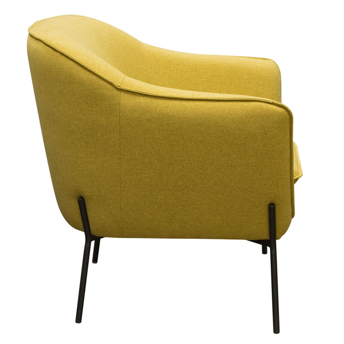 Status Accent Chair in Yellow Fabric with Metal Leg by Diamond Sofa