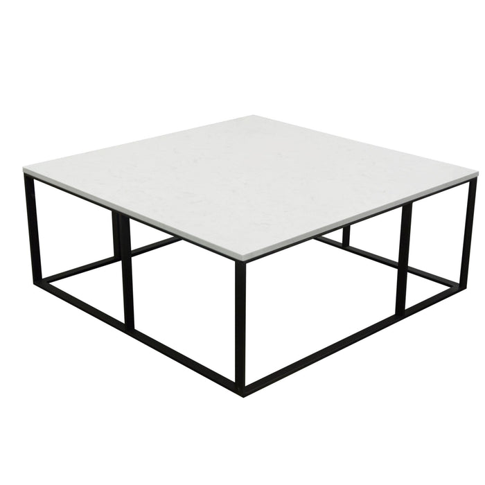 Surface Square Cocktail Table w/ Engineered Marble Top & Black Powder Coated Metal Base by Diamond Sofa