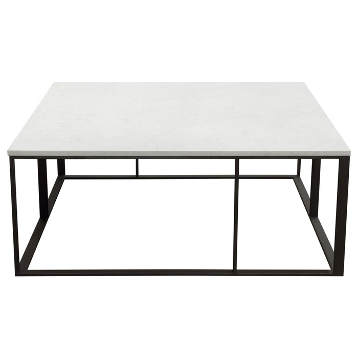 Surface Square Cocktail Table w/ Engineered Marble Top & Black Powder Coated Metal Base by Diamond Sofa