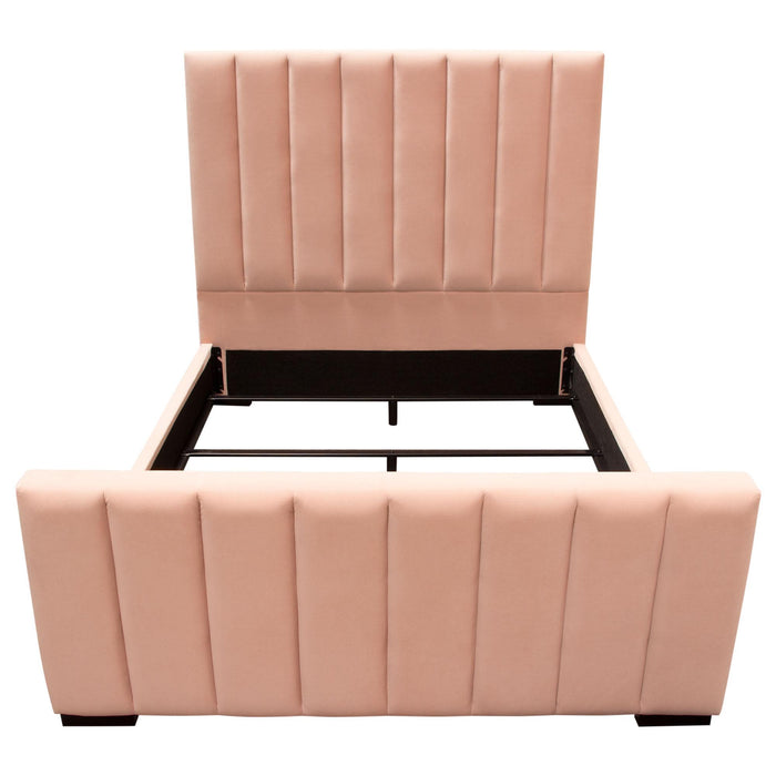 Venus Vertical Channel Tufted Eastern King Bed in Blush Pink Velvet by Diamond Sofa