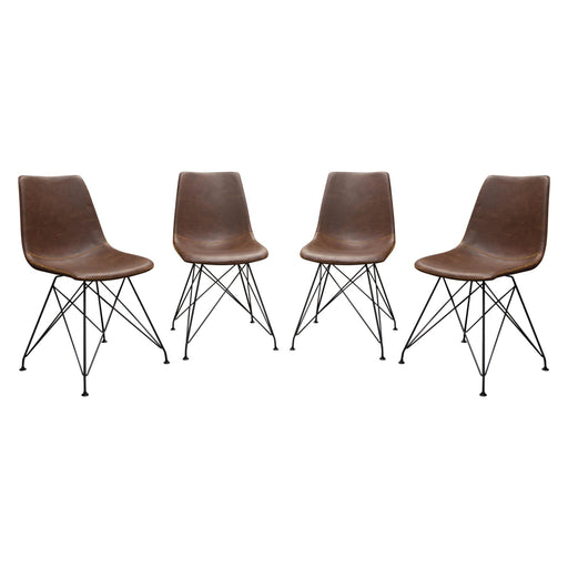 Theo Set of (4) Dining Chairs in Chocolate Leatherette w/ Black Metal Base by Diamond Sofa image