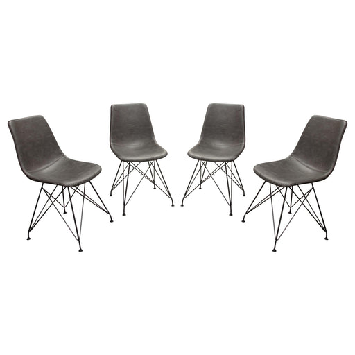 Theo Set of (4) Dining Chairs in Weathered Grey Leatherette w/ Black Metal Base by Diamond Sofa image