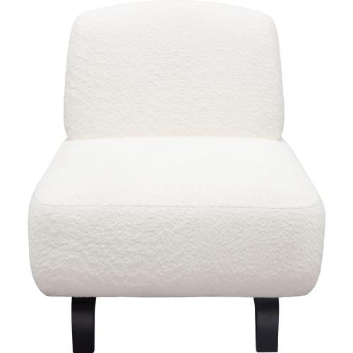 Vesper Armless Chair in Faux White Shearling w/ Black Wood Leg Base image