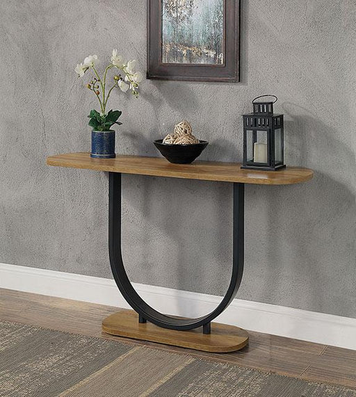 OLBIA Sofa Table, Rustic Oak/Sand Black image