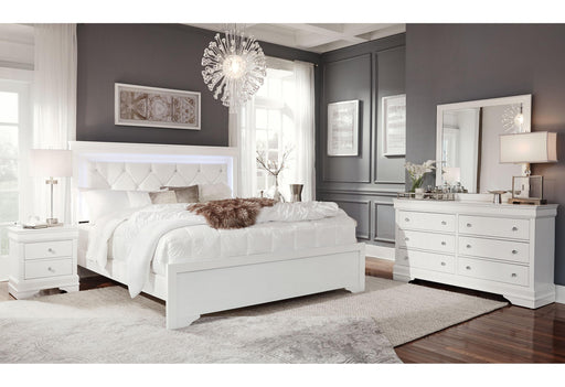 POMPEI METALLIC WHITE KING BED GROUP WITH LED image