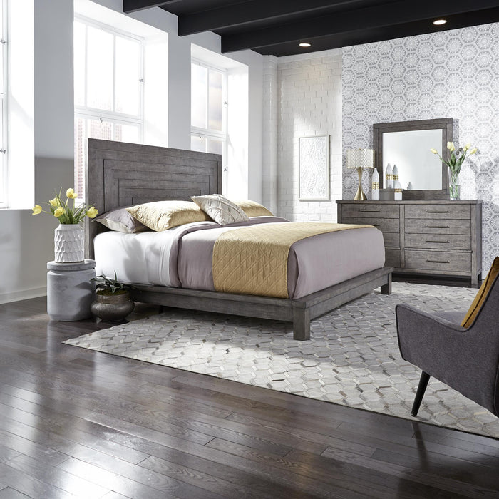 Modern Farmhouse Queen Platform Bed, Dresser & Mirror image