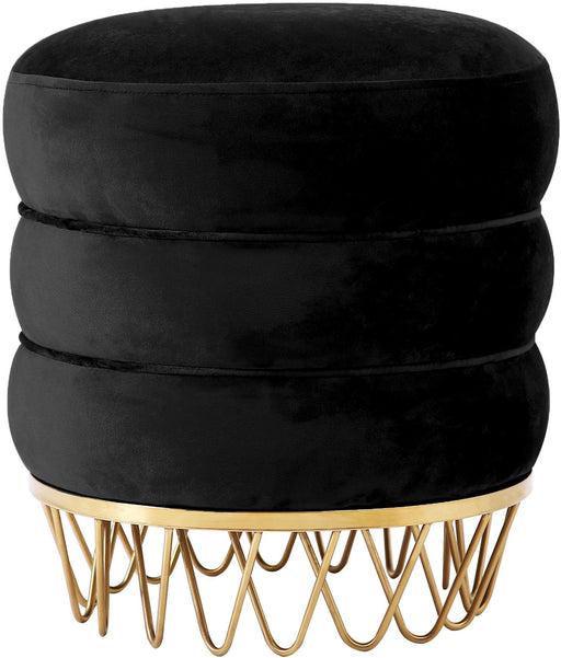 Revolve Black Velvet Ottoman/Stool image