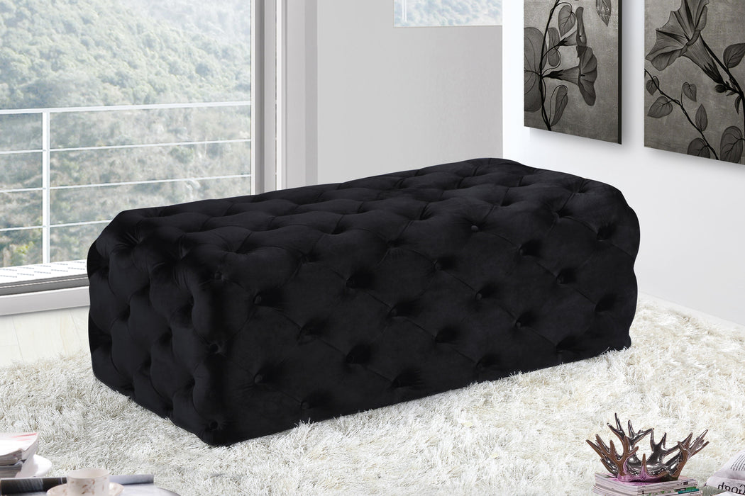 Casey Black Velvet Ottoman/Bench