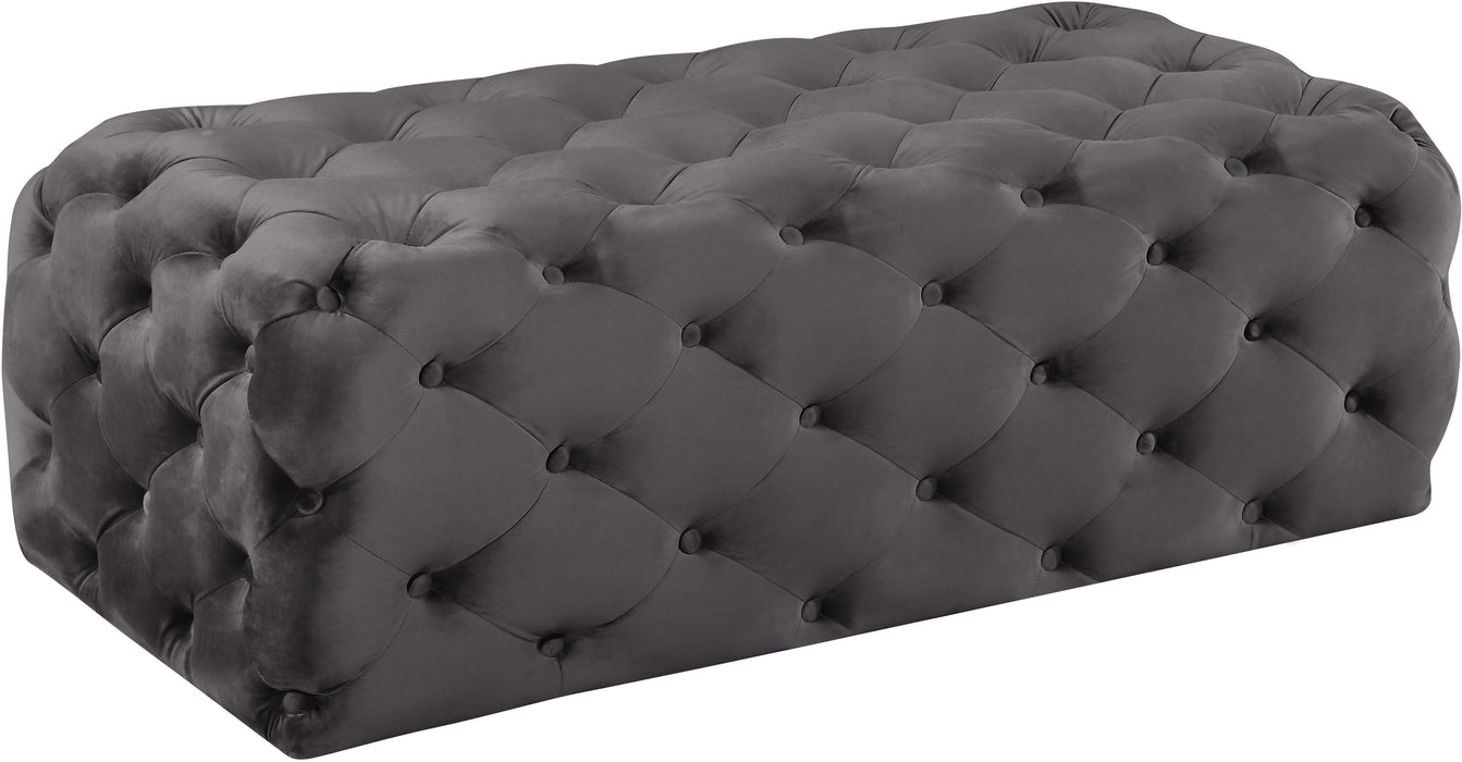 Casey Grey Velvet Ottoman/Bench image