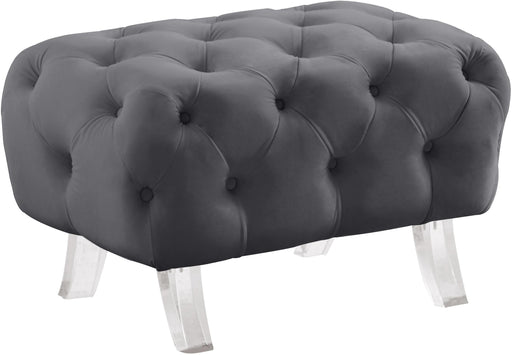 Crescent Grey Velvet Ottoman image