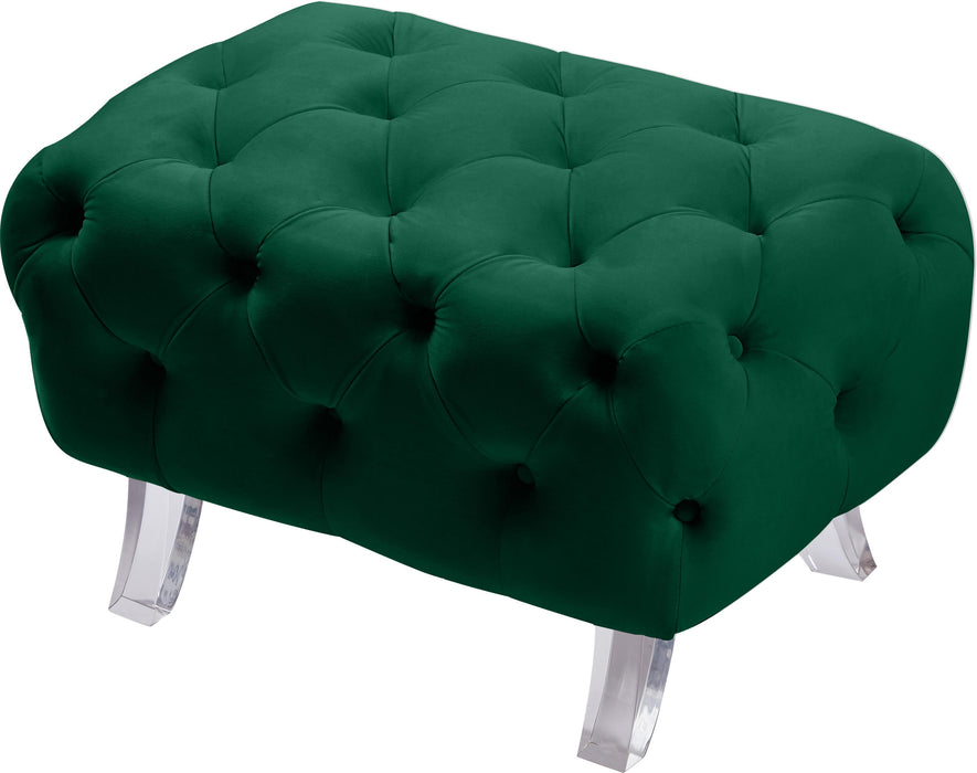 Crescent Green Velvet Ottoman