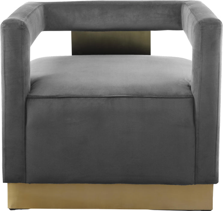 Armani Grey Velvet Accent Chair