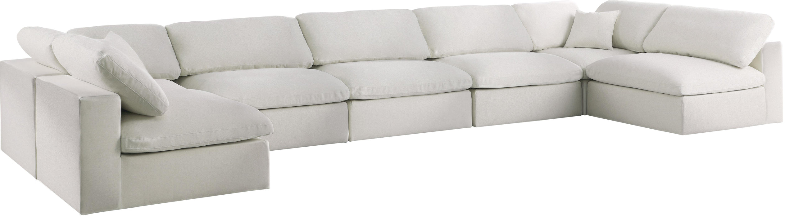 Serene Cream Linen Fabric Deluxe Cloud Modular Sectional