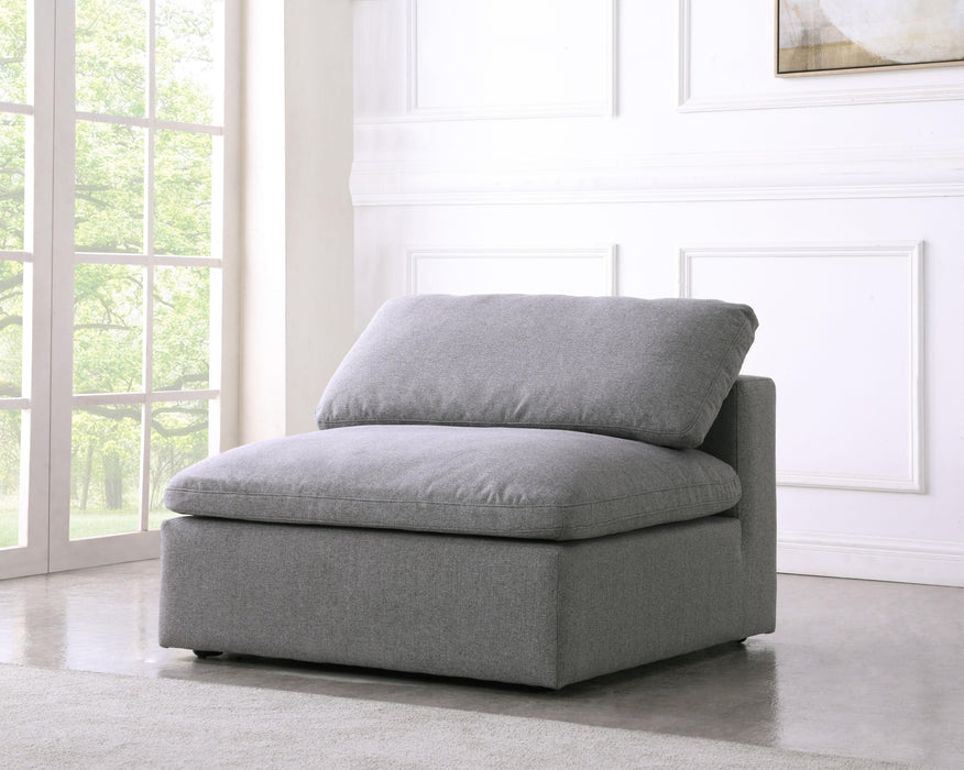 Serene Grey Linen Fabric Deluxe Cloud Armless Chair