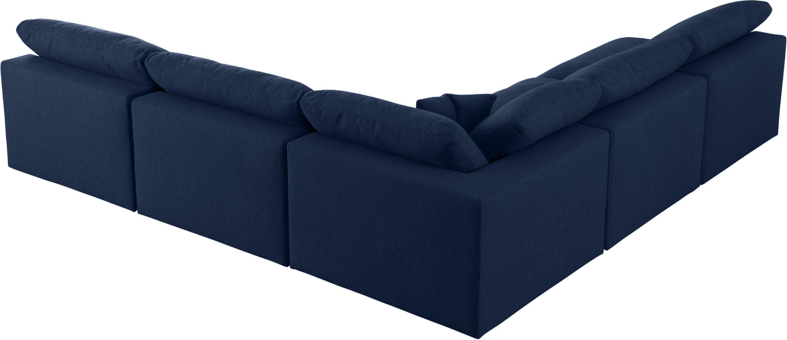 Serene Navy Linen Fabric Deluxe Cloud Modular Sectional